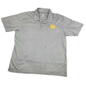 CHAMPION Polo Shirt Mens XL Gray Notre Dame Fighting Irish Embroidered Logo